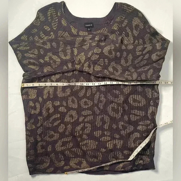 TORRID Wine & GOLD FOIL LEOPARD RIB Pull over Sweater Sz 2 2XL 16-18 US - Picture 6 of 10